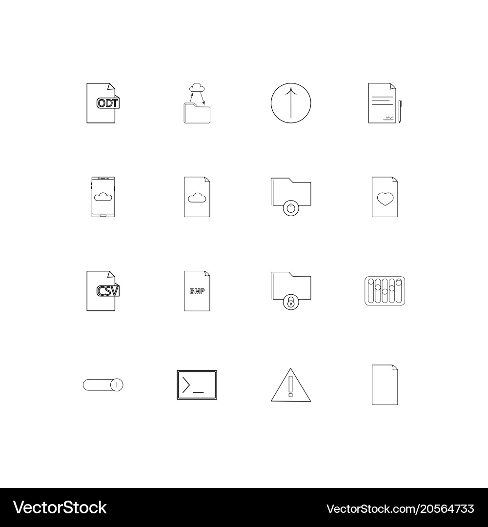 Files and folders sign simple linear icons set vector image