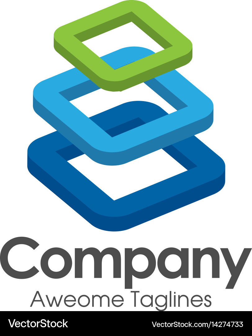 Geometric Block Logo Vector Image