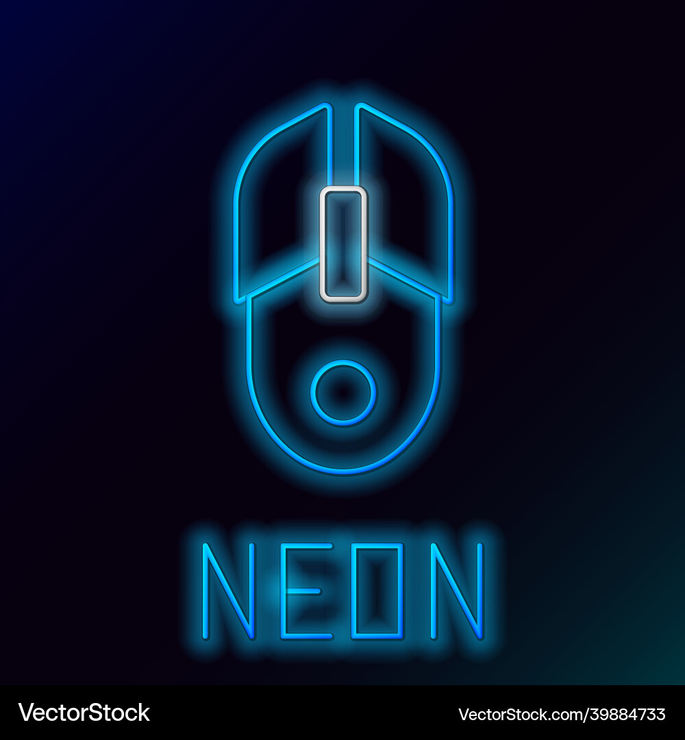 Glowing neon line computer mouse icon isolated vector image