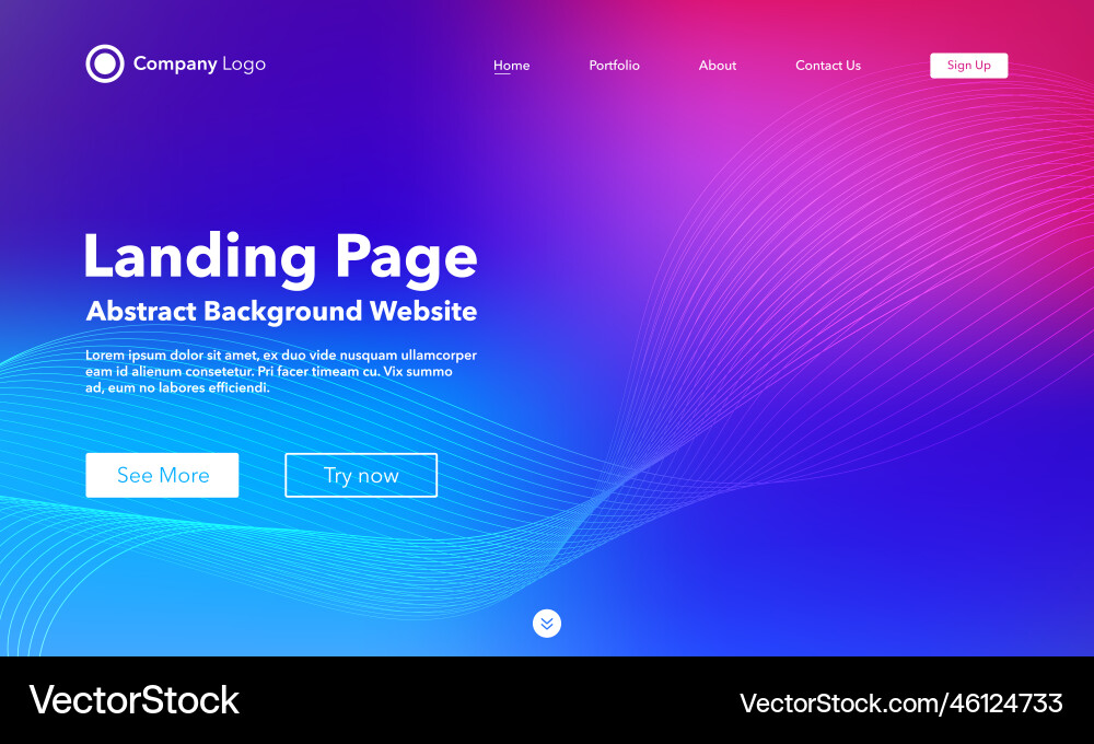 Gradient abstract wave background landing page Gradient abstract wave background landing page vector image