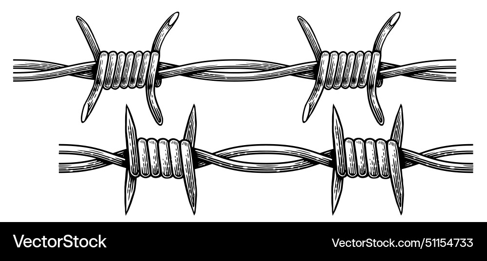 Hand drawn barbed wire sketch in engraving style Hand drawn barbed wire sketch in engraving style vector image