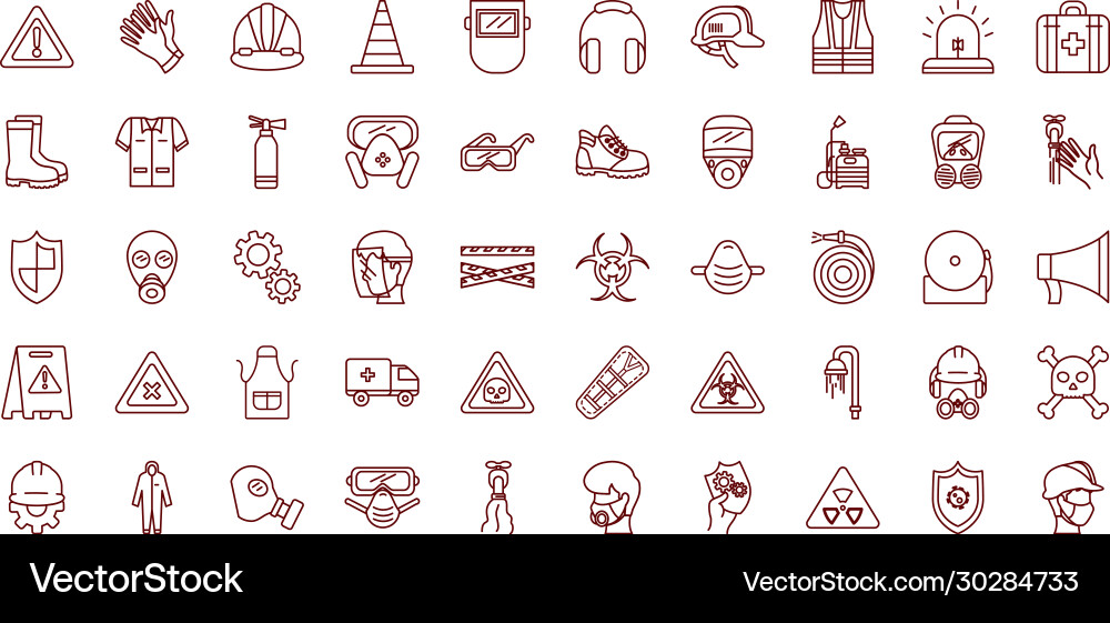 Industrial security icon set line style Vector Image