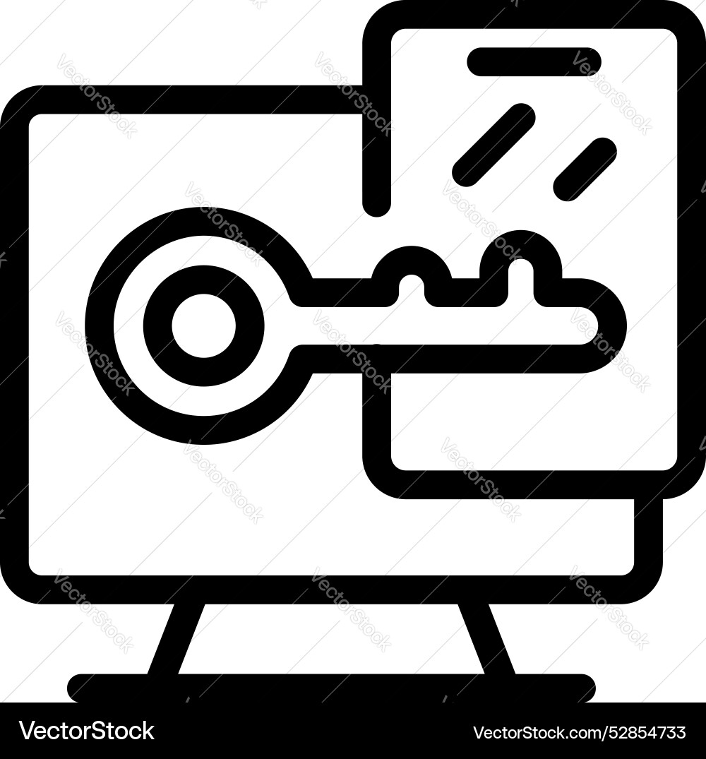 Key unlocking padlock on computer screen Key unlocking padlock on computer screen vector image