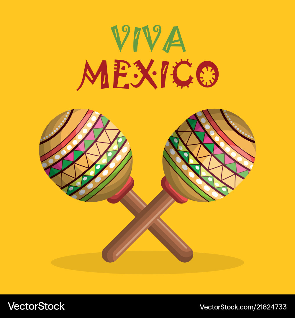 Mexican maracas festival instrument Mexican maracas festival instrument vector image