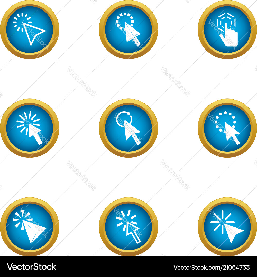 Mouse click icons set flat style Mouse click icons set flat style vector image