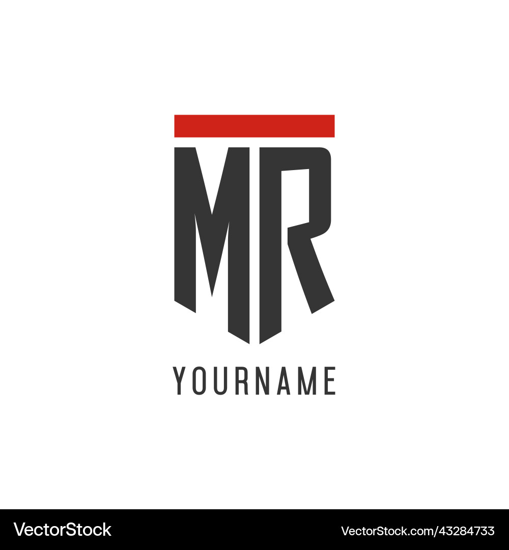 Mr initial esport logo with simple shield design Vector Image