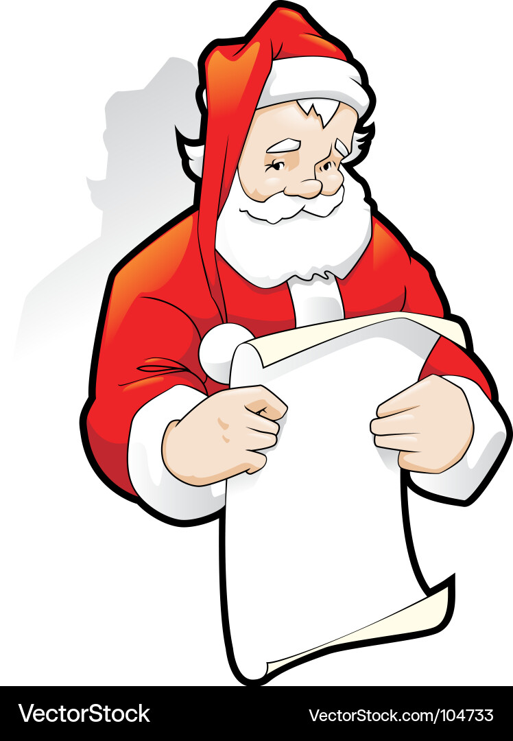 Santa Reading a Scroll Vector Image