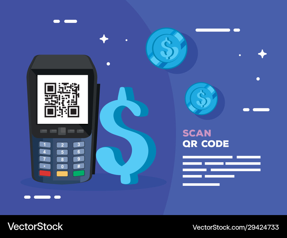 Scan code qr with dataphone Vector Image