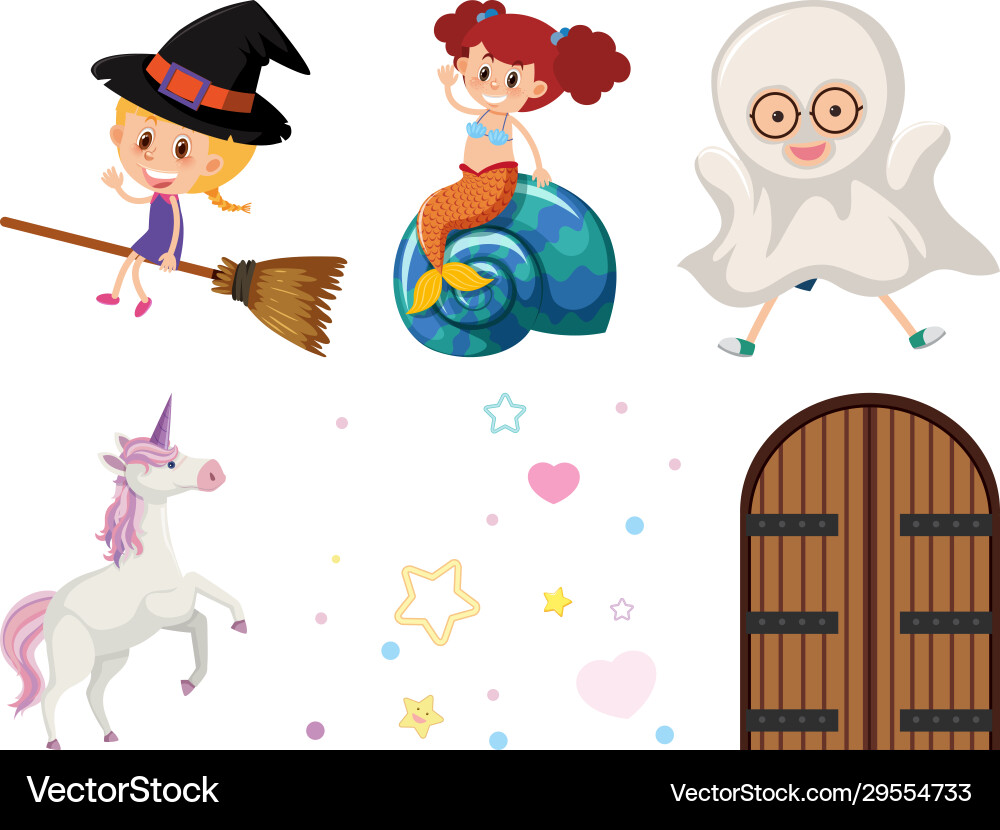 Set isolated objects theme fairytale Vector Image