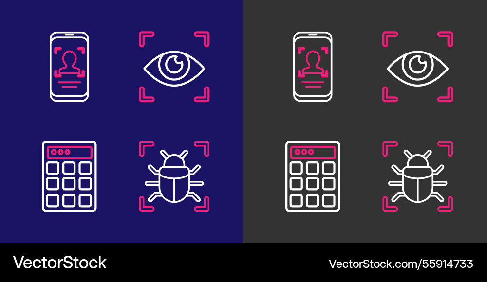 Set line system bug password protection eye scan Set line system bug password protection eye scan vector image