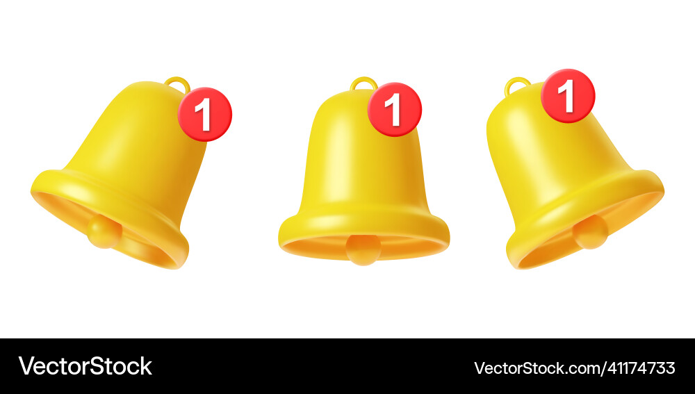 Set of bells icon with new message Set of bells icon with new message vector image