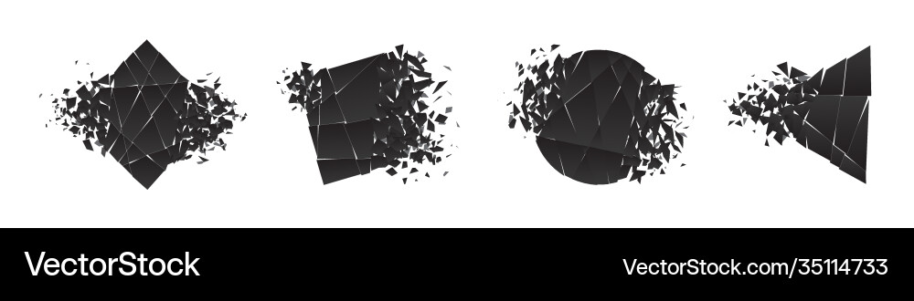 Shape shattered and explodes flat style design Shape shattered and explodes flat style design vector image