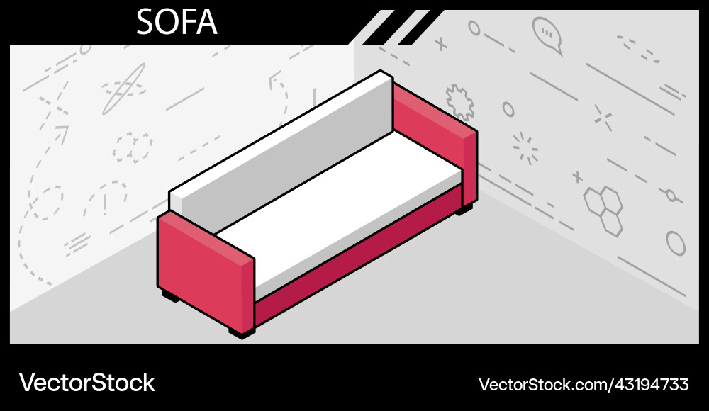 Sofa isometric design icon web 3d colorful Sofa isometric design icon web 3d colorful vector image