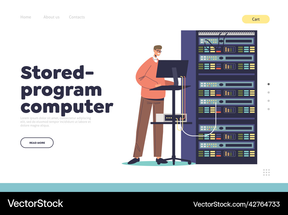 Stored Programm Computer junge männliche sysadmin Vektorbild