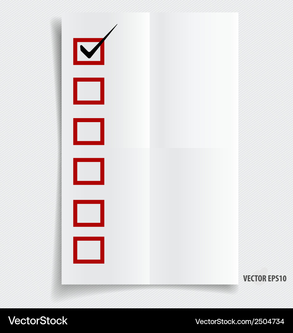 A checklist with black marker and red checked Vector Image