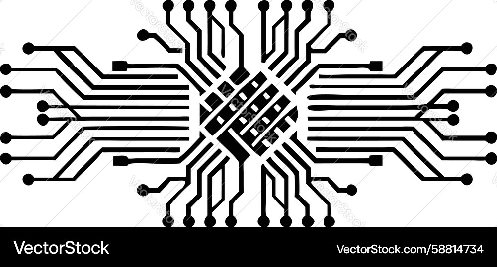 Abstract CPU Circuit Core Vector Image