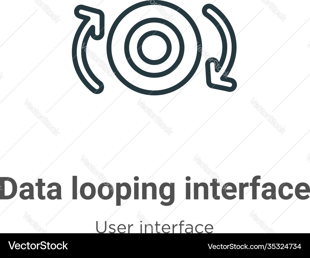 Data looping interface outline icon thin line vector image
