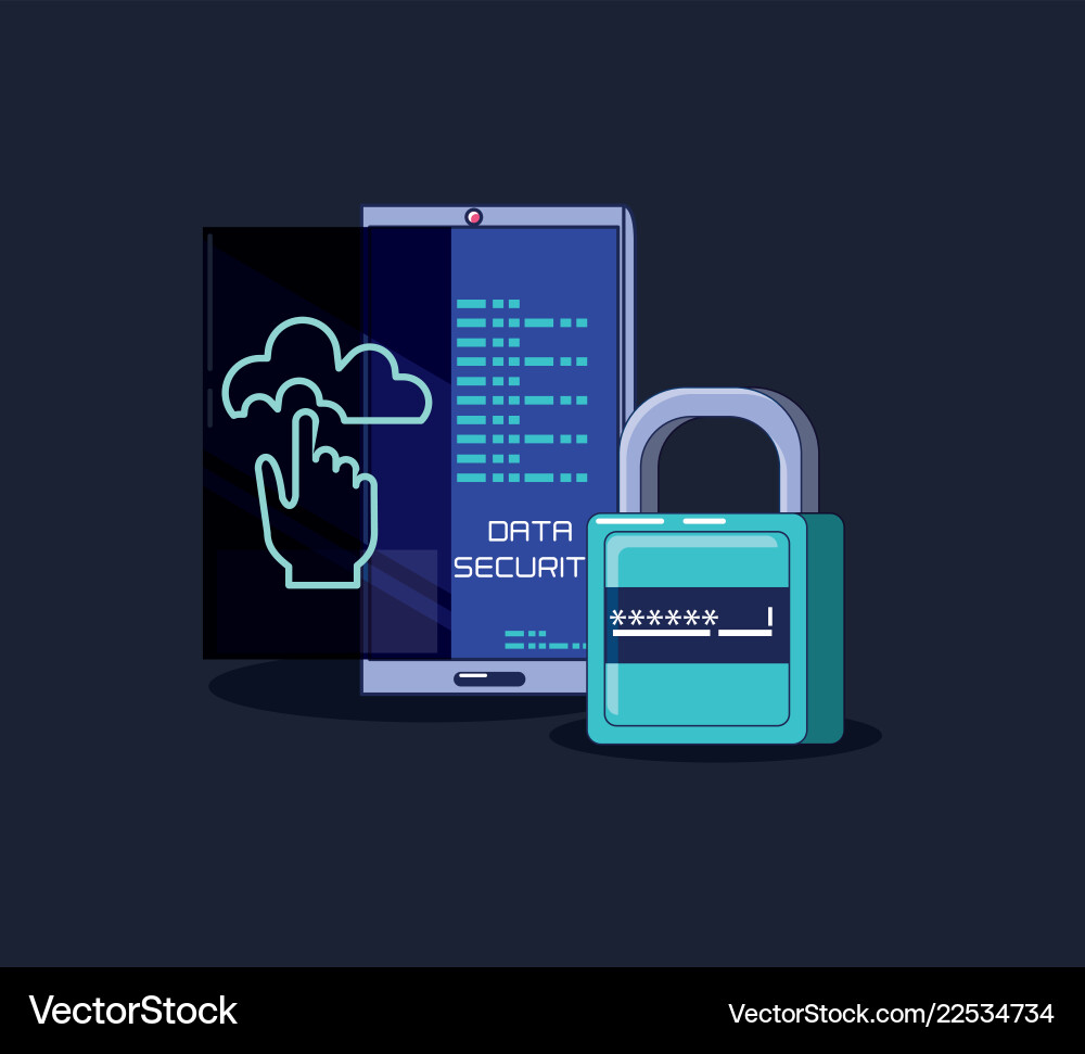 Data security with smartphone Data security with smartphone Vector Image