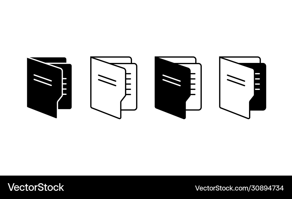 Folder document icon set in black simple design Folder document icon set in black simple design vector image