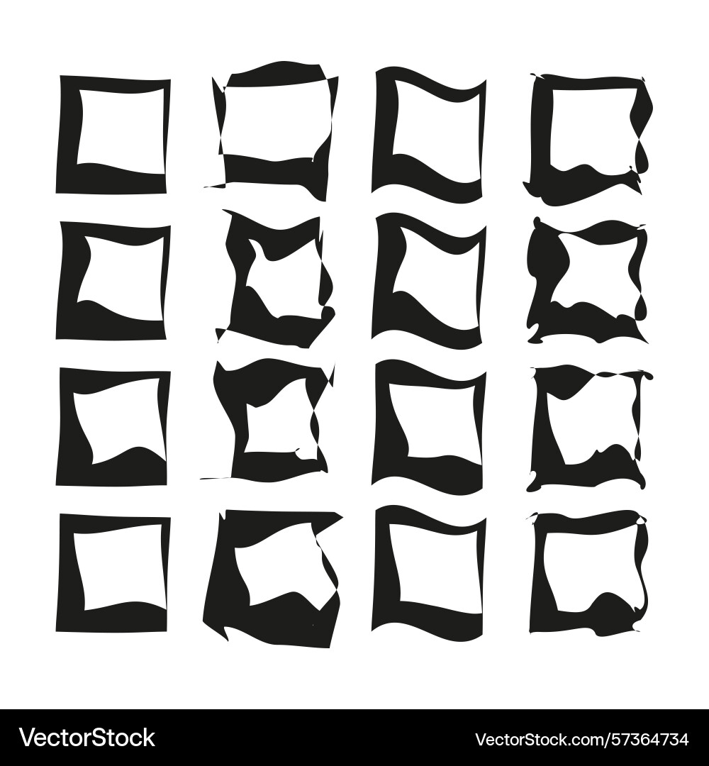 Frame set design black outline pattern geometric vector image