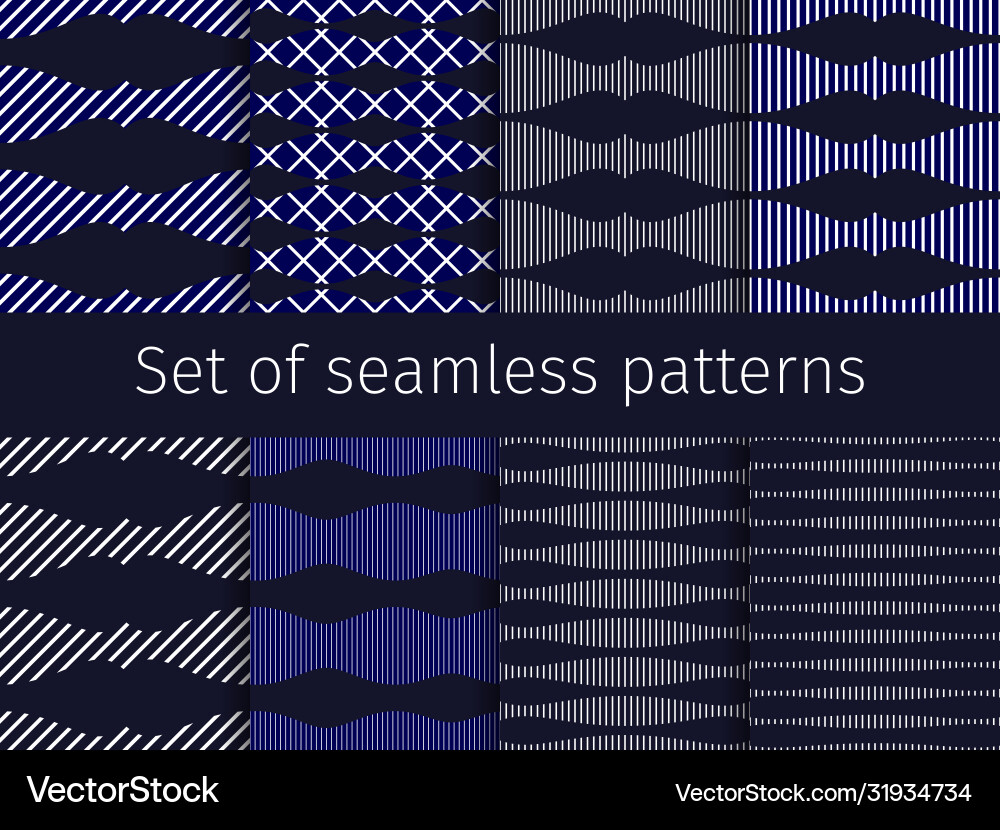 Geometric set seamless patterns with striped Geometric set seamless patterns with striped vector image