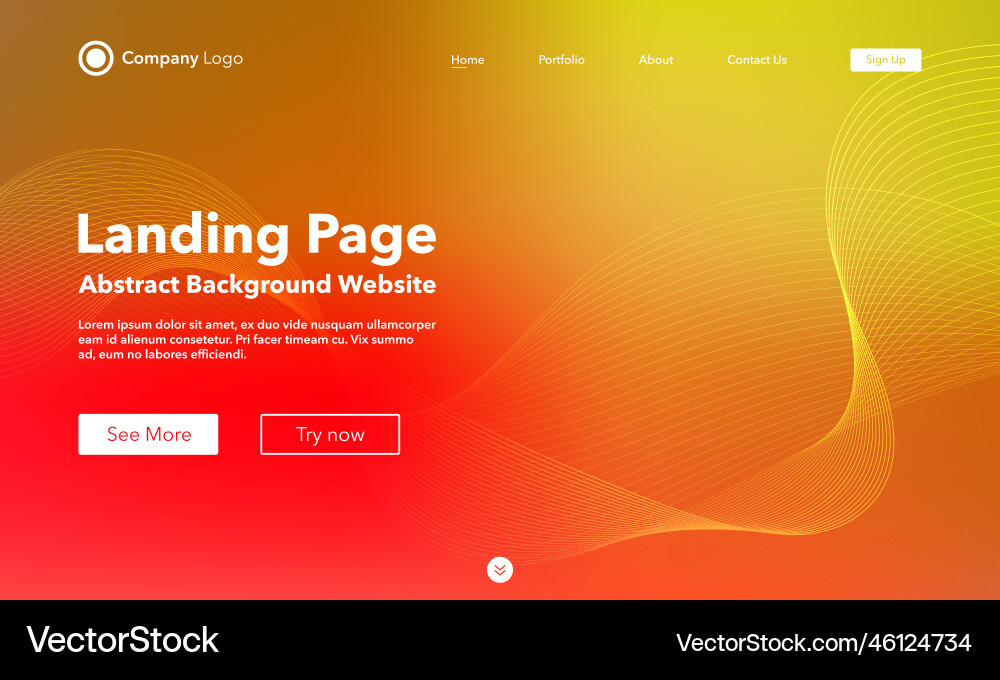 Gradient abstract wave background landing page Gradient abstract wave background landing page vector image