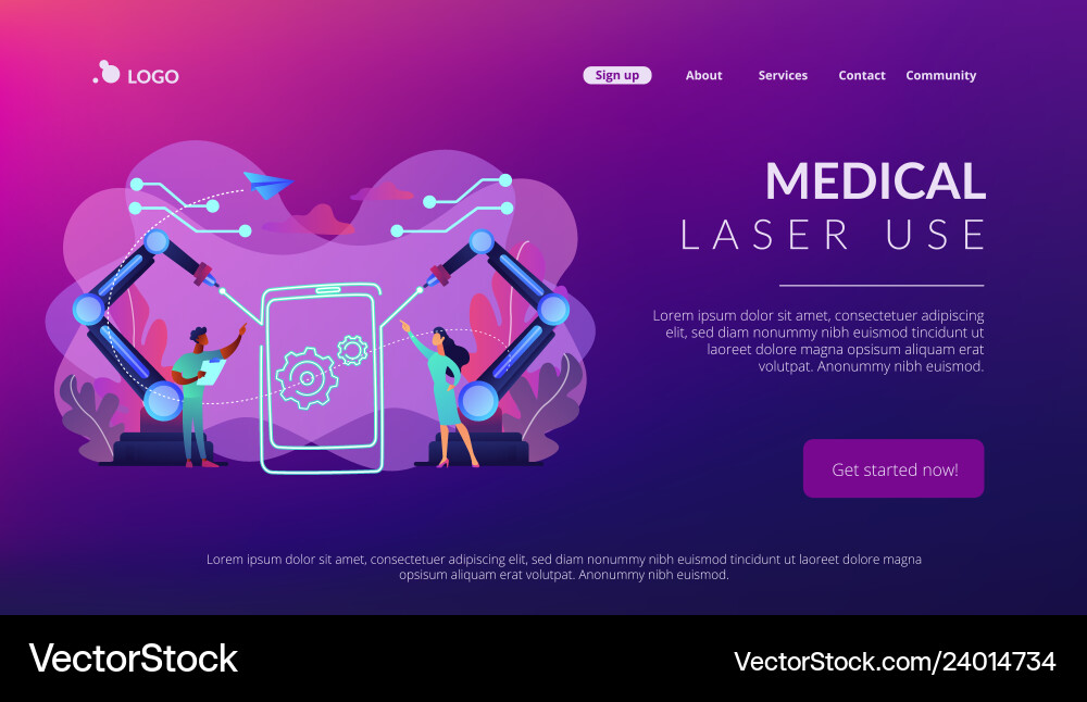 Laser technologies concept landing page Laser technologies concept landing page Vector Image