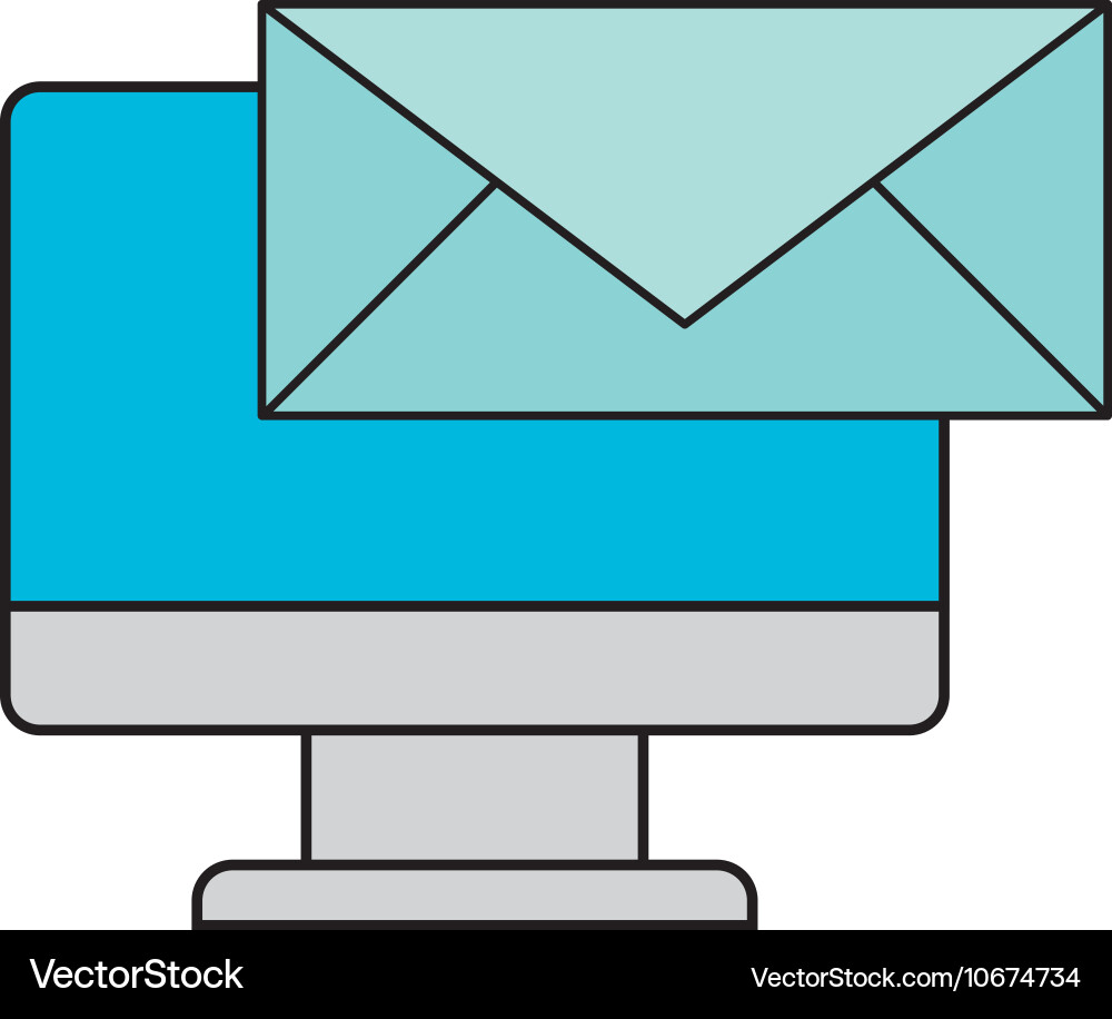 Monitor computer with social media icon vector image