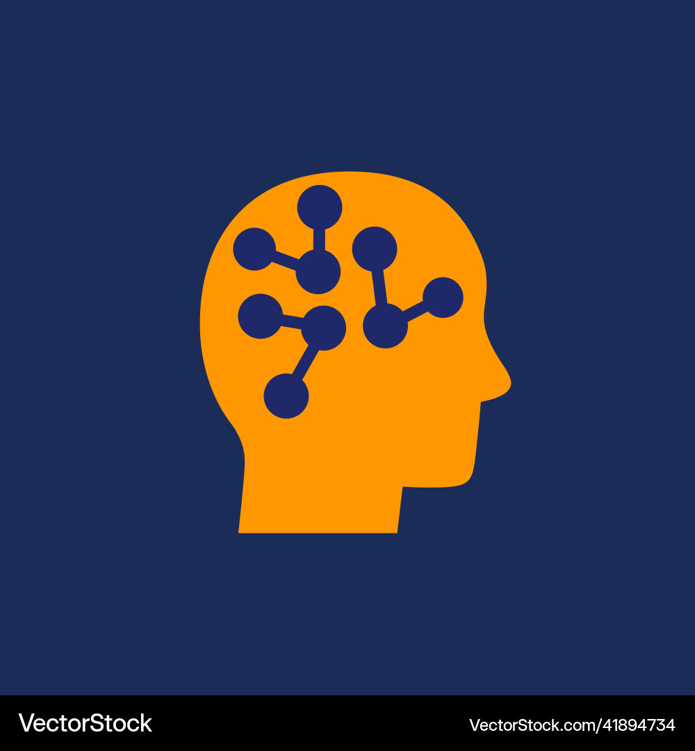 Neuron connections in brain icon with a head Vector Image