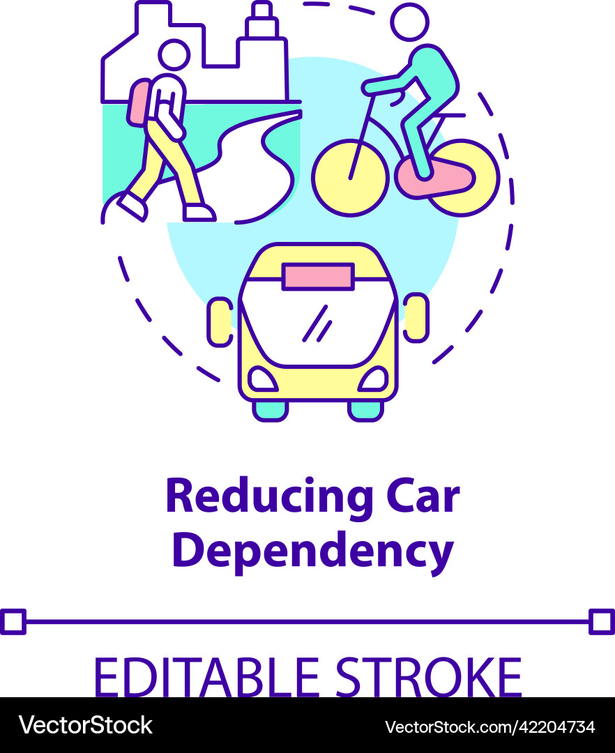 Reducing car dependency concept icon Reducing car dependency concept icon vector image