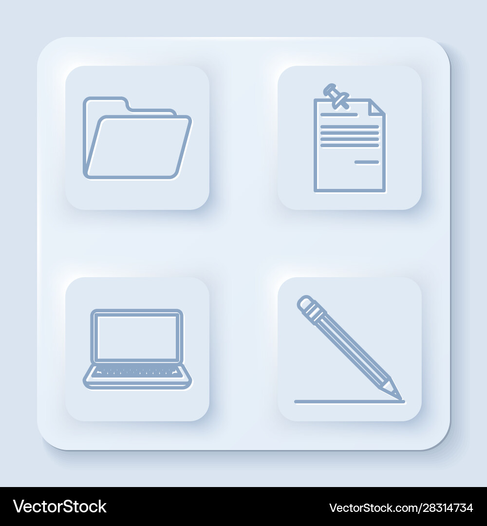 Set line document folder note paper with pinned vector image