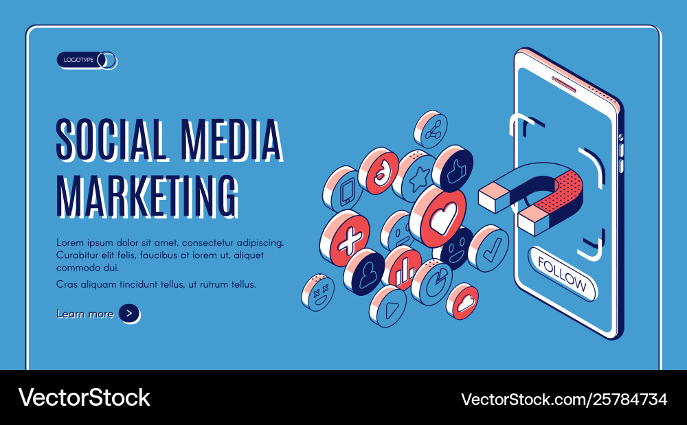 Social media marketing influencer concept banner Social media marketing influencer concept banner vector image