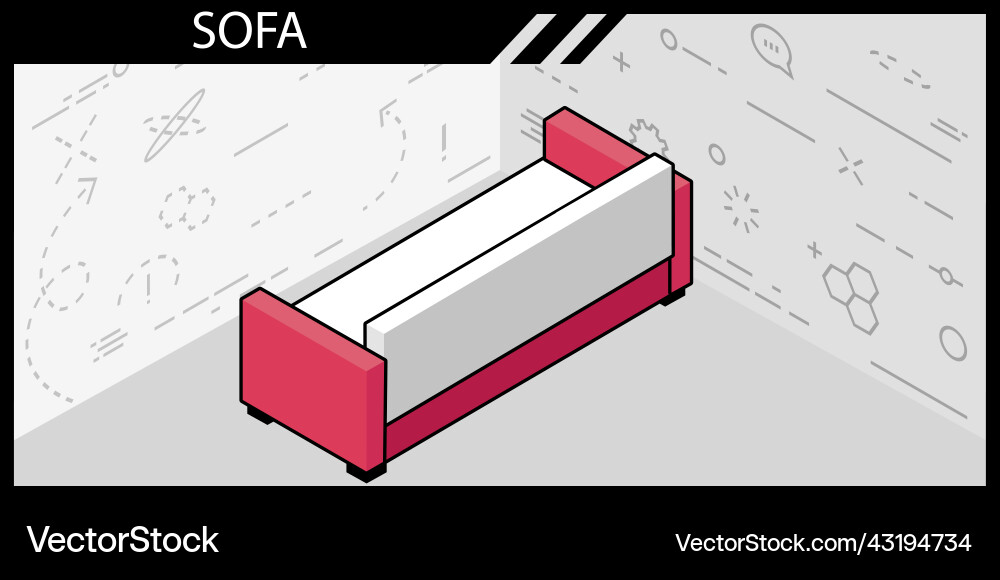 Sofa isometric design icon web 3d colorful Sofa isometric design icon web 3d colorful vector image