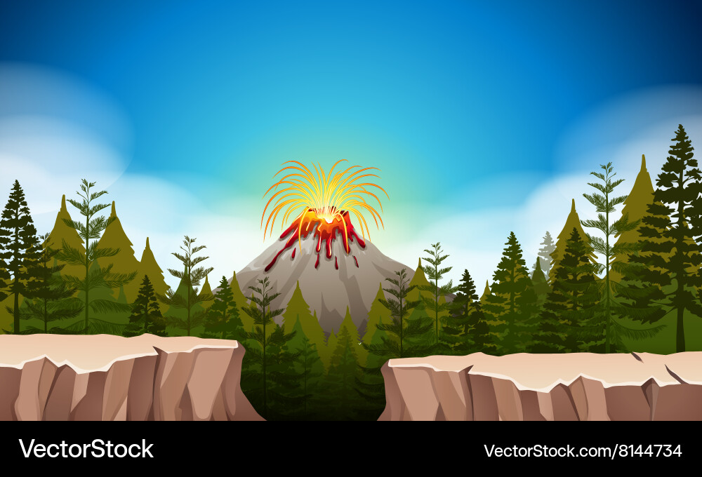 Volcanic Eruption Landscape Royalty Free Vector Image
