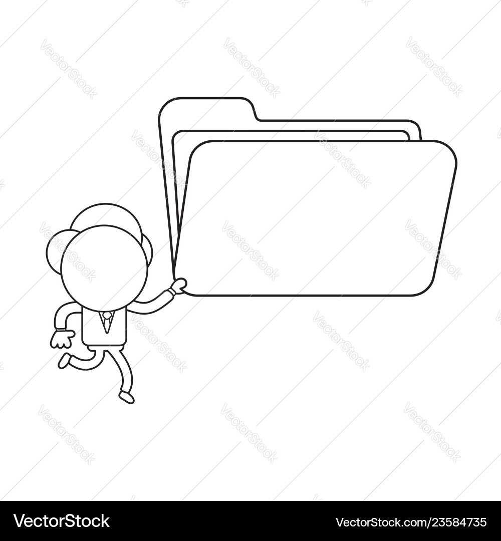 Businessman character running and holding open Businessman character running and holding open vector image