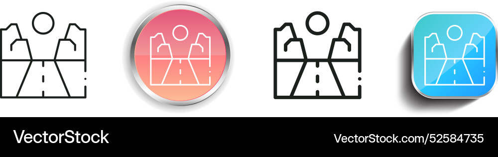Canyon icon thin linear regular and button style Canyon icon thin linear regular and button style vector image