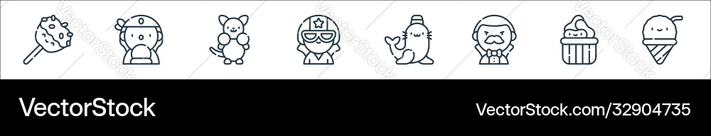 Circus line icons linear set quality Circus line icons linear set quality vector image