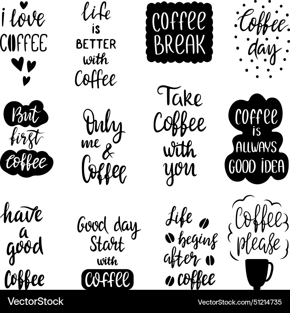Coffee time break lettering phrases for typography Coffee time break lettering phrases for typography vector image
