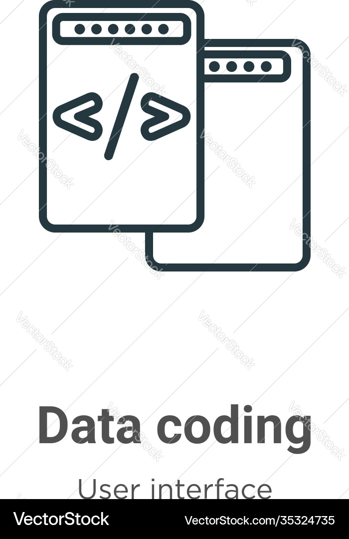 Data coding outline icon thin line black vector image