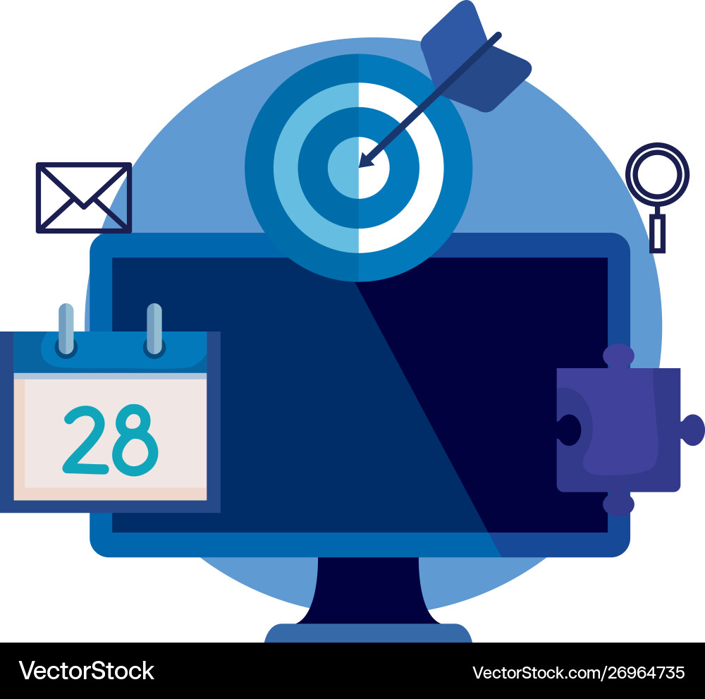 Desktop with calendar and target Vector Image