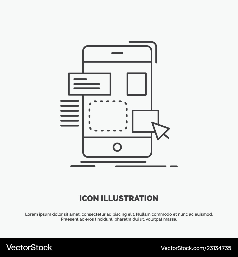 Drag mobile design ui ux icon line gray symbol Drag mobile design ui ux icon line gray symbol Vector Image