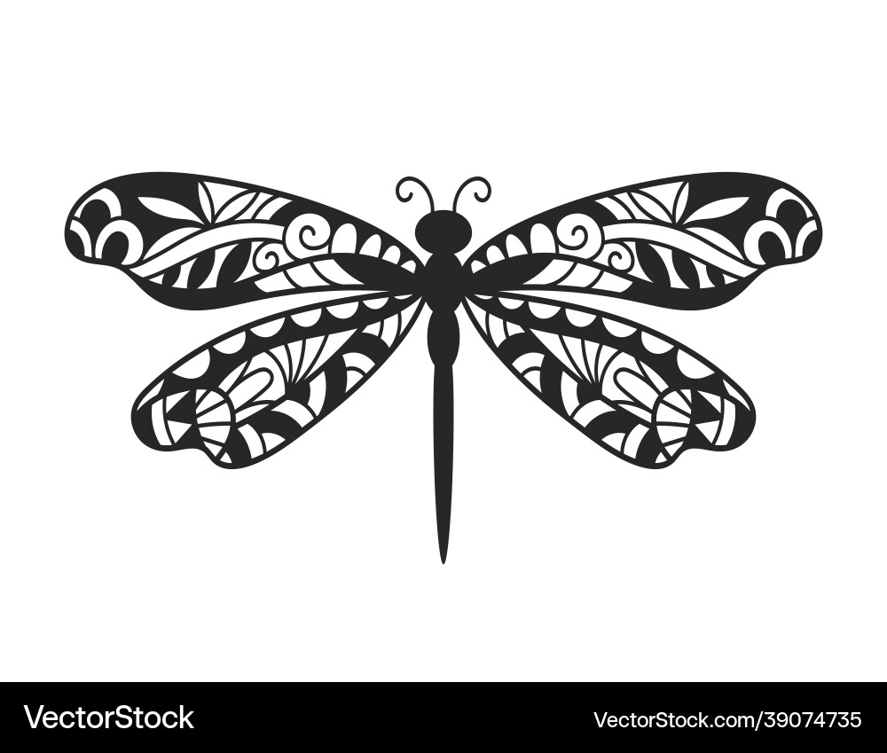 Elegant Dragonfly Ornamental Print vector image