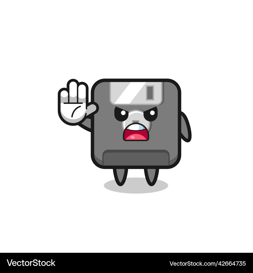 Floppy disk character doing stop gesture Vector Image