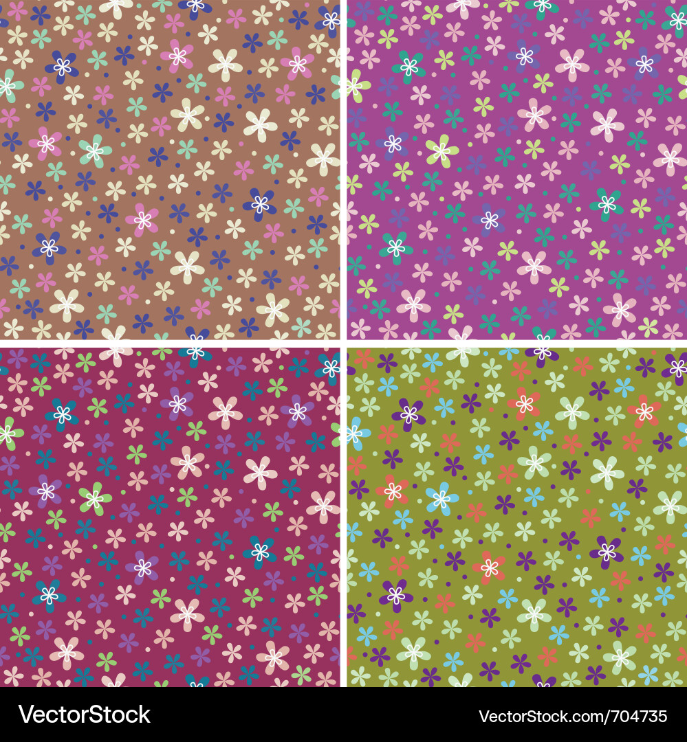 Flower seamless color pattern set Vector Image
