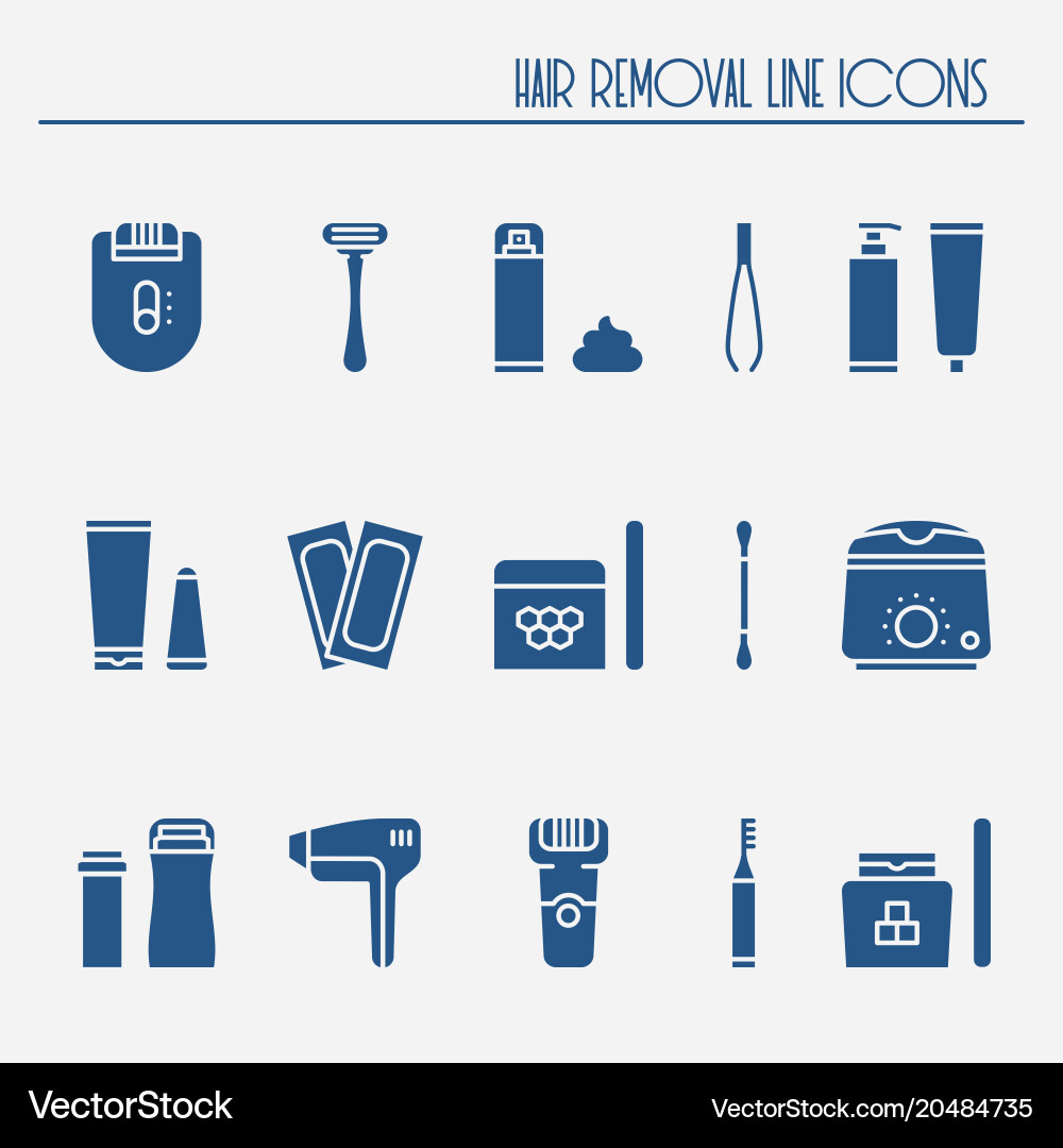 Hair Removal Icon Set - Shaving & More Vector Image