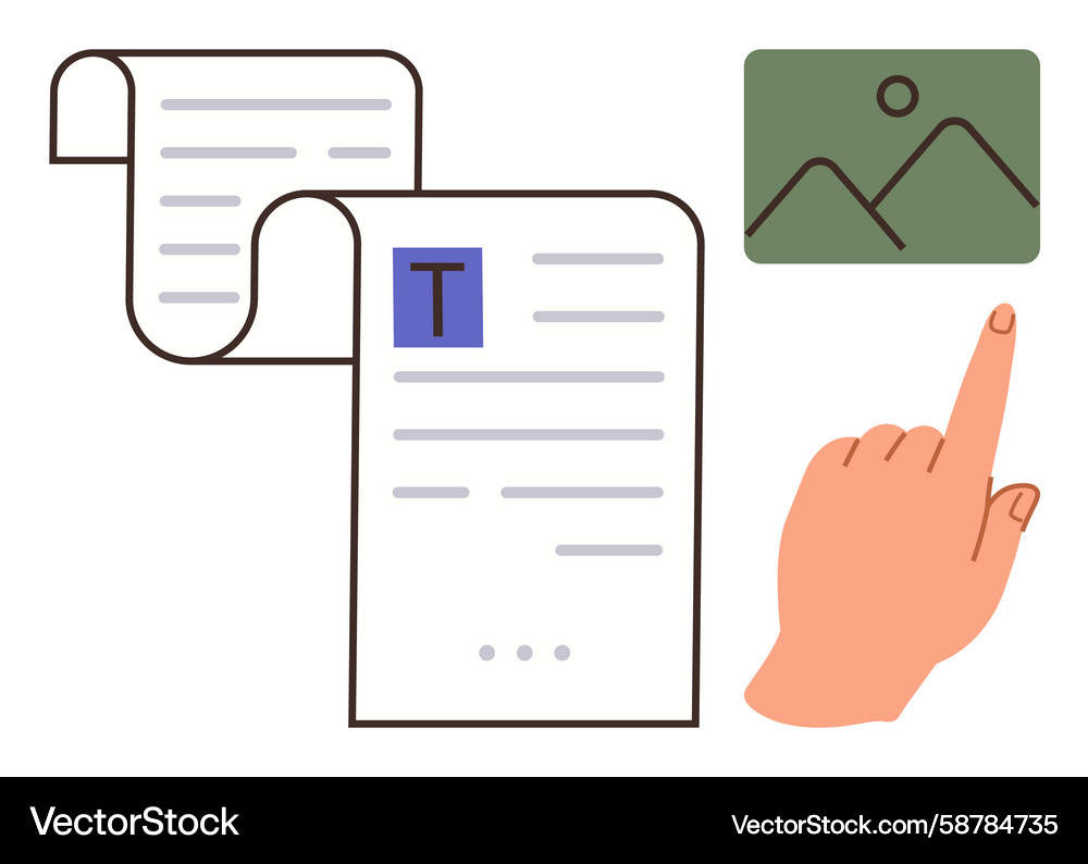 Hand selecting image for document editing Vector Image