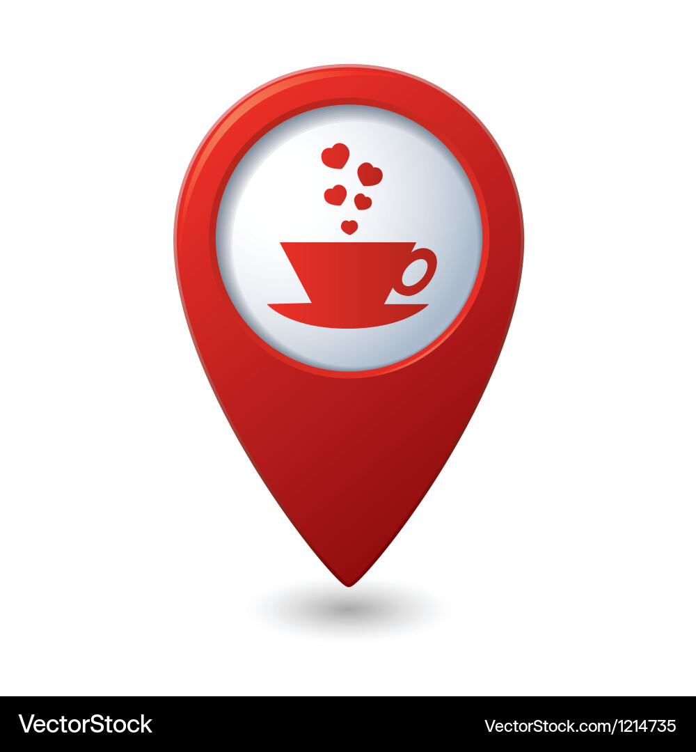 Heart Map Pointer with Cup vector image