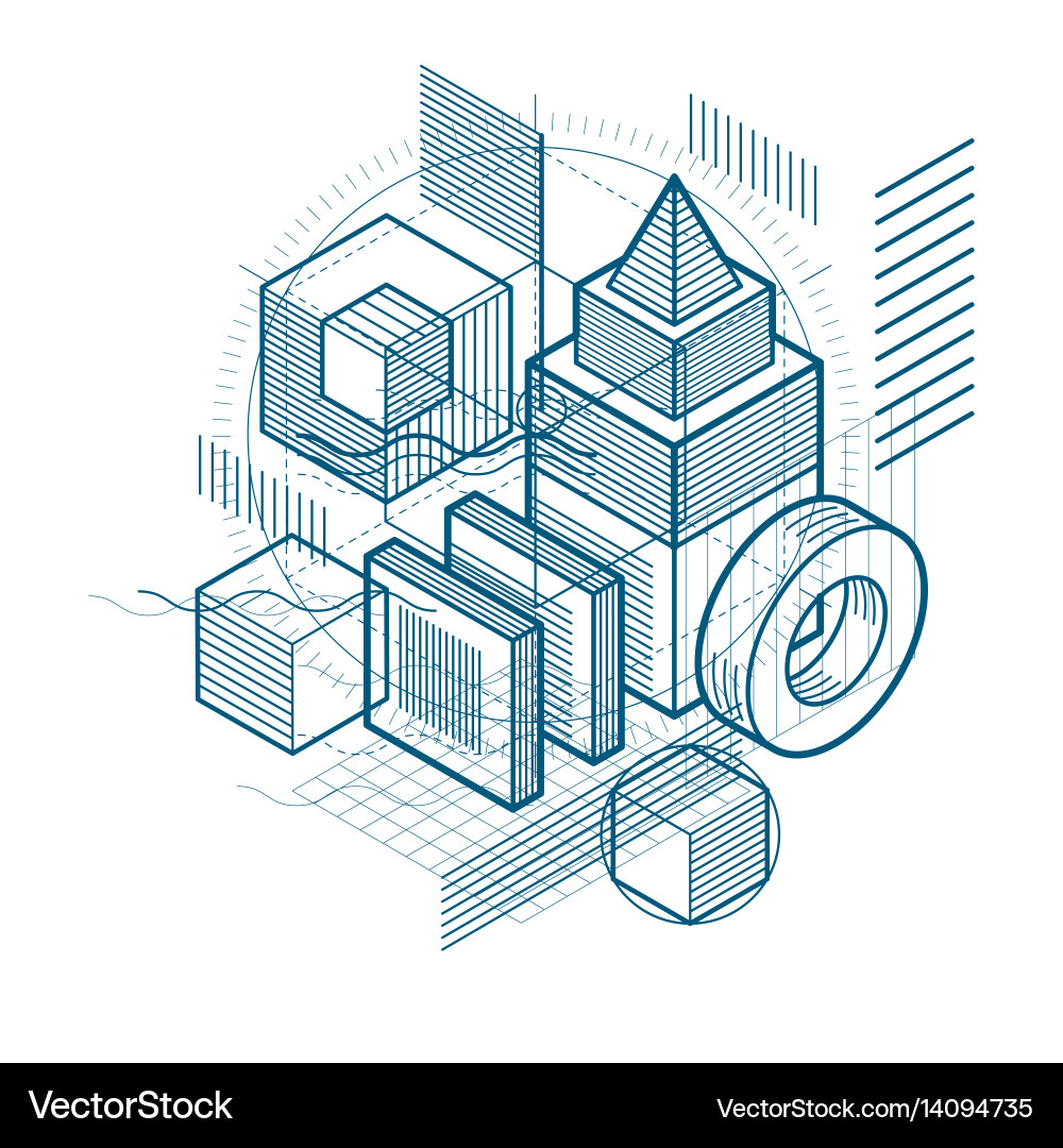 Isometric abstract background with lines Vector Image