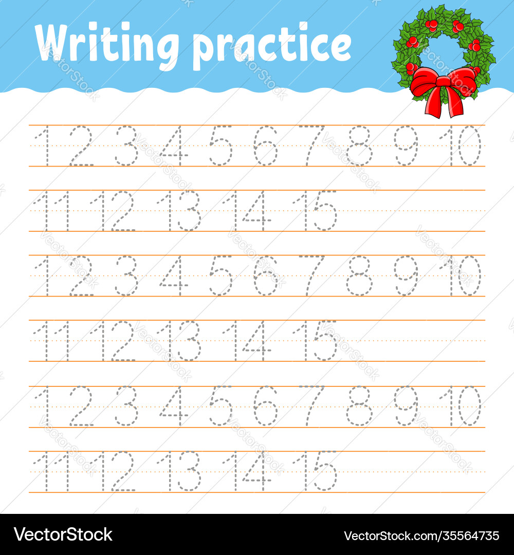 Learn numbers trace and write winter theme Learn numbers trace and write winter theme vector image