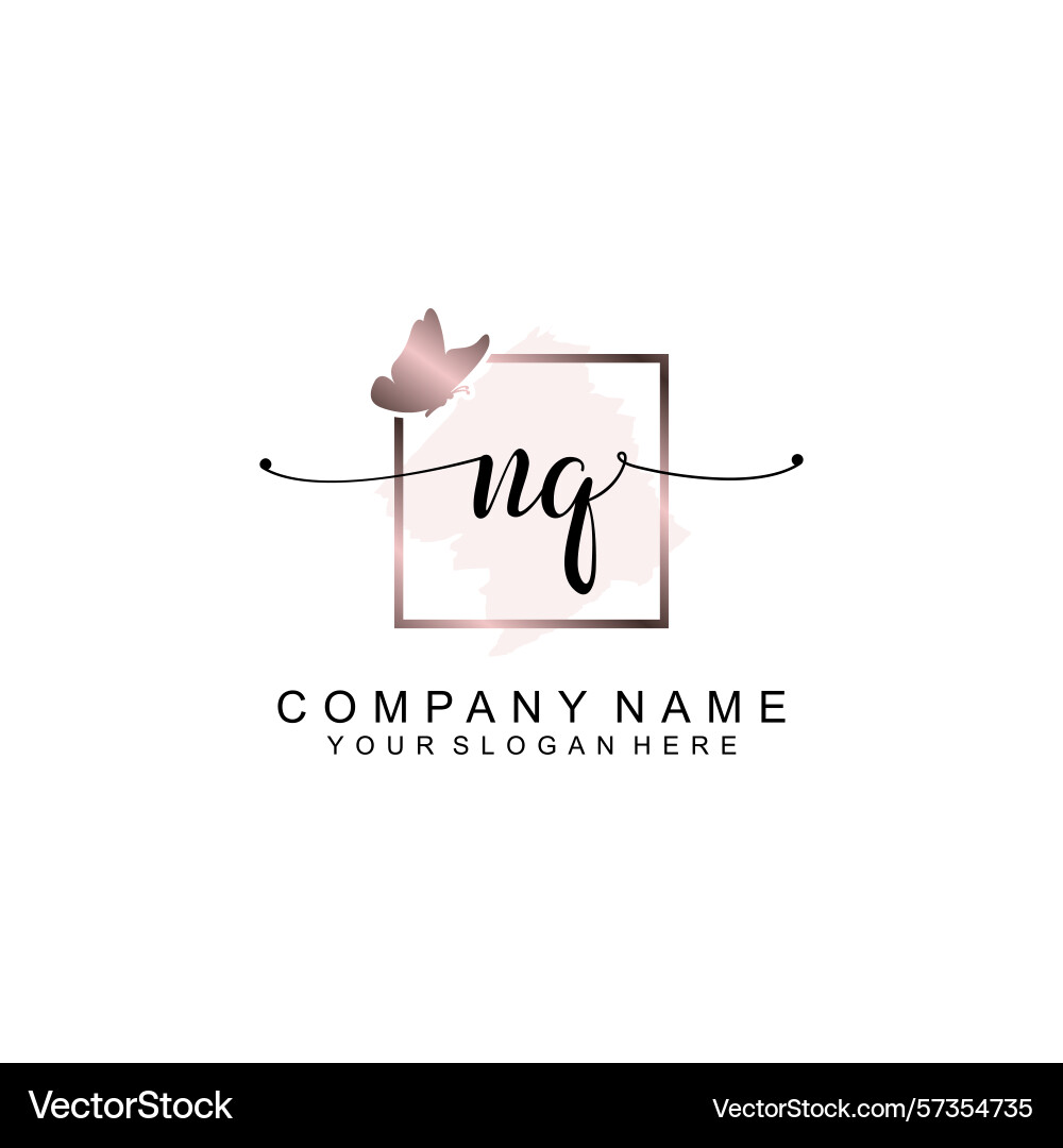 Minimalist handwritten nq initial logos with soft Vector Image